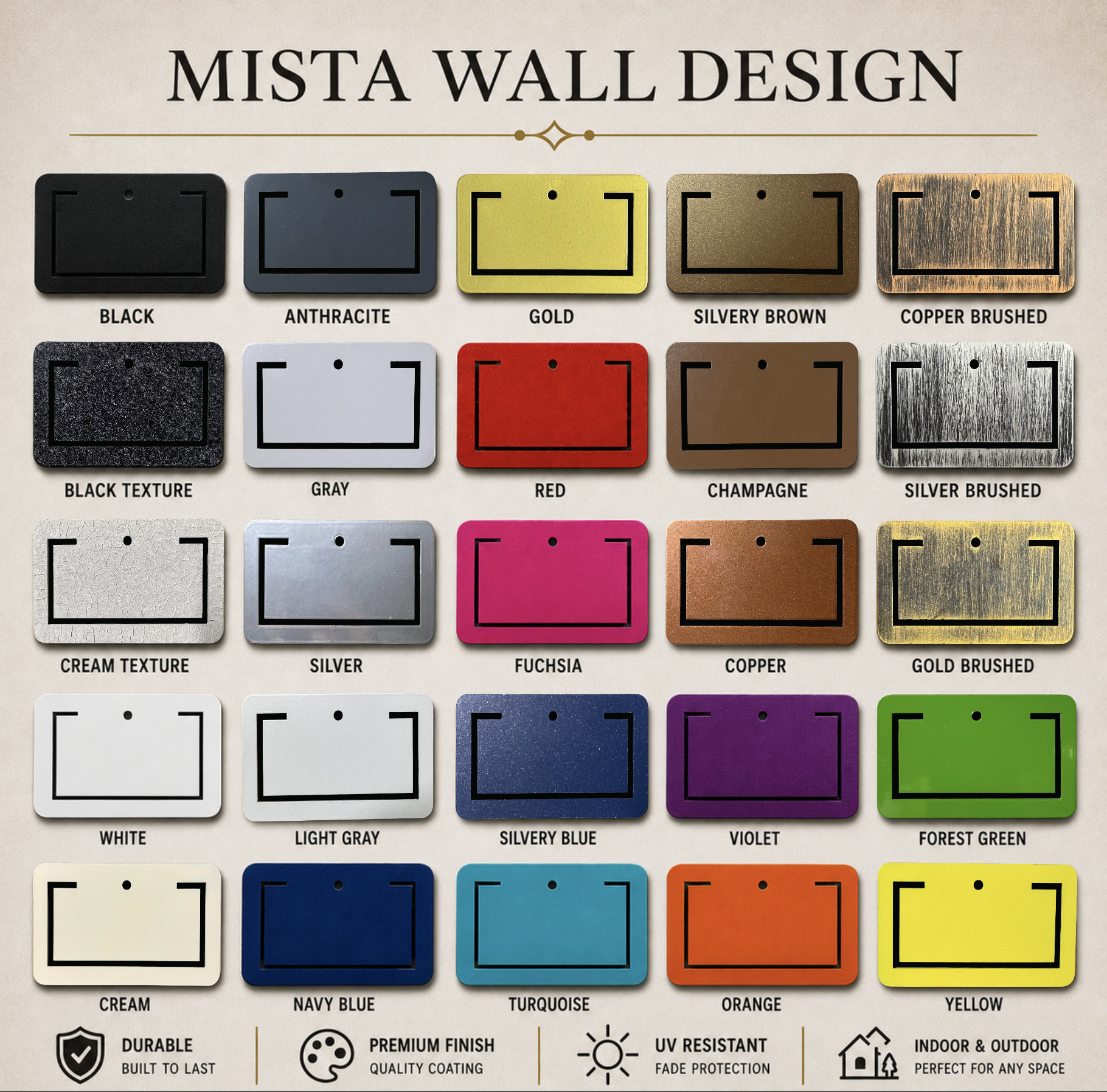 MistaWallDesign available metal colors